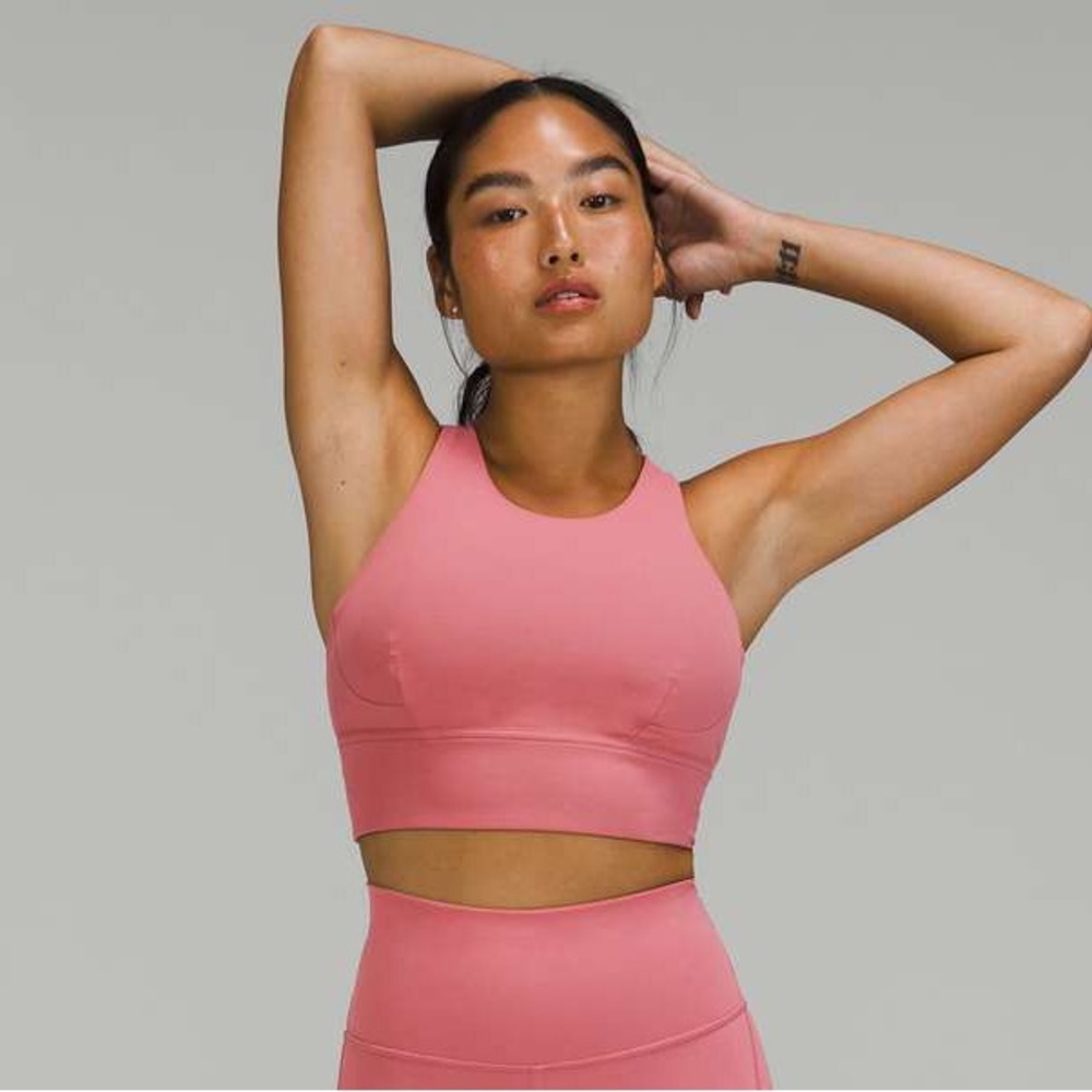 NWT Pink Lululemon Wunder Train Long Line Bra - Brier Rose Sz 6